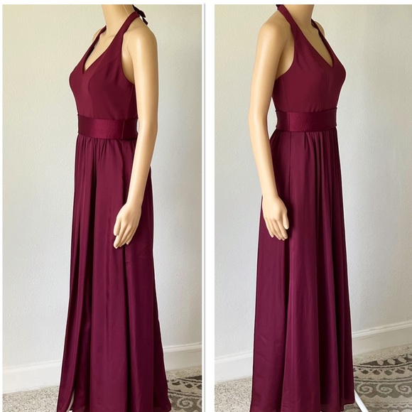 Vera Wang White Collection Wine Evening Gown Full Length Prom Bridesmaid Dress - Picture 9 of 12